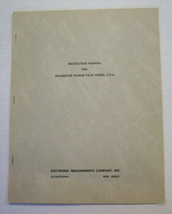 Electronic measurements company 212A instruction manual