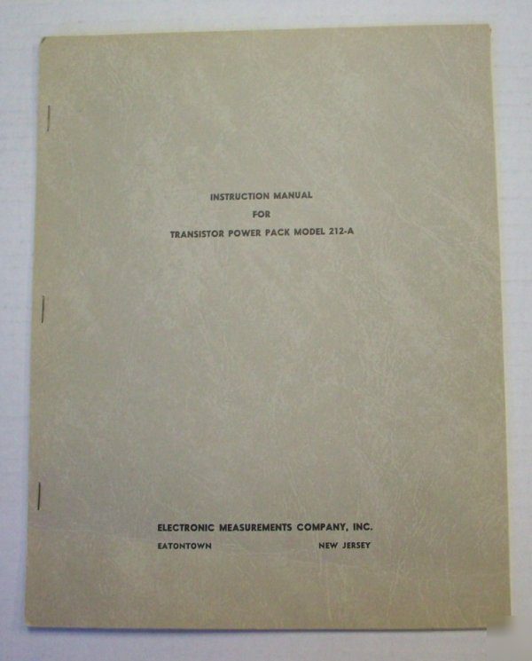 Electronic measurements company 212A instruction manual