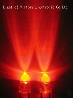 50 x 3MM super bright red led 10,000MCD f/resistor