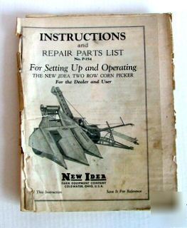 New 1950 operators manual idea two row corn picker