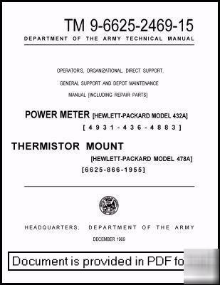 Agilent hp 432A 478A operation & service manual