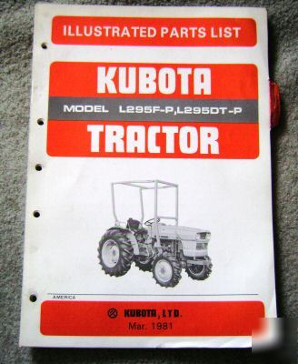 Kubota L295F-p L295DT-p tractor part catalog manual