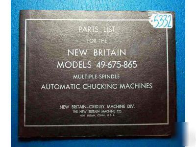 New britian parts list models 49-675-865 chucking machs