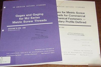 Asme gages & gaging for mj series metric screw threads