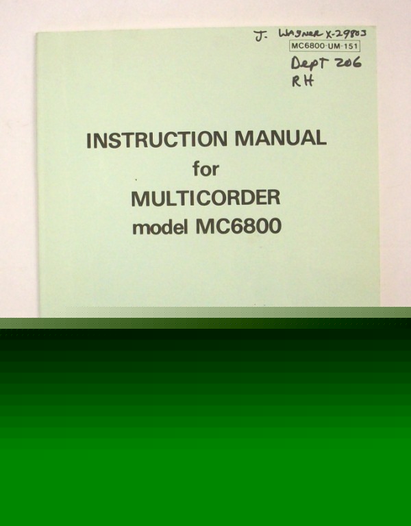 Graphtec MC6800 multicorder operating manual - $5 ship 