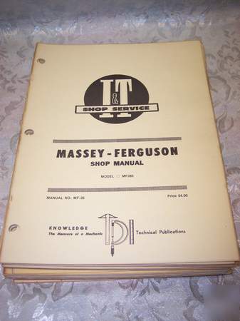 I & t massey ferguson MF285 shop manual
