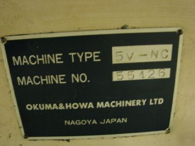 Okuma & howa 5V-nc cnc vertical mlling machine 