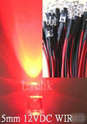 80P 12V dc pre wired 5MM 18,000MCD red led custom car