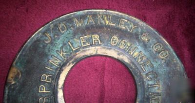 Very rare - round brass fire protection name plate 12