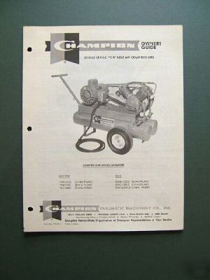 Champion single stage/portable air compressor guide