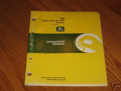 John deere 430 lawn and garden tractor operators manual