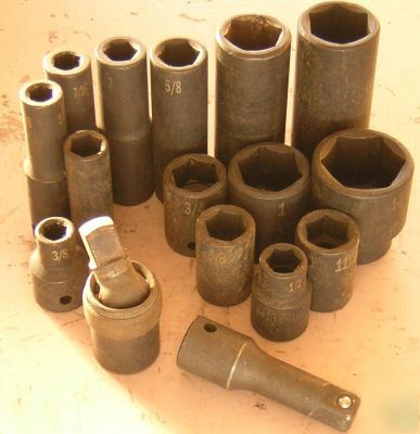 Partial set of sk 3/8 inch drive sockets 