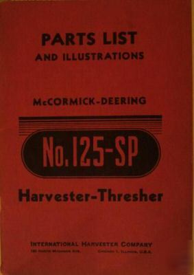 Mccormick deere 125-sp combine parts manual - original 