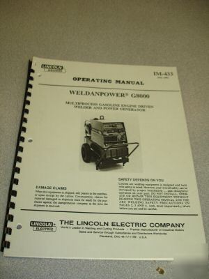 Lincoln electric G8000 operating manual IM433 