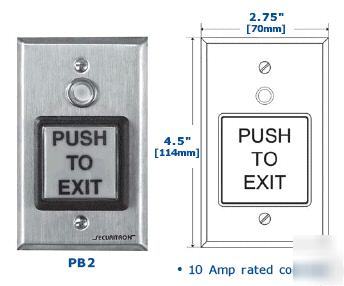 Securitron PB2 light up request to exit push button