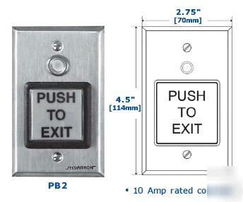 Securitron PB2 light up request to exit push button