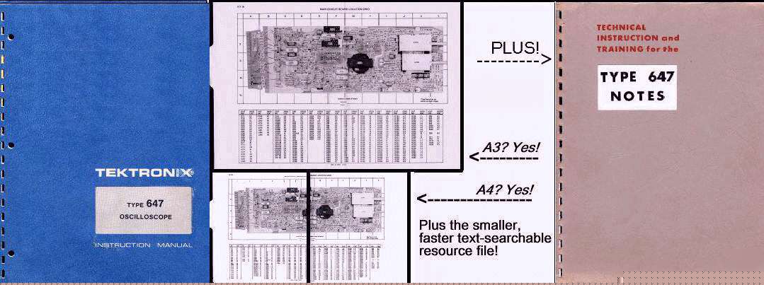 Tek 647 manuals 2-volume set 2 resolutions and A3 + A4