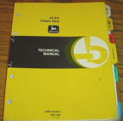 John deere 45 ev chain saw technical manual jd book