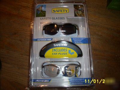 Vuguard safety glasses - 2 pk - w/free ear plugs. nip