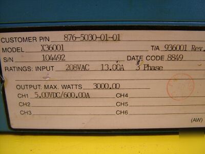 Qualidyne 5V 600A switching power supply X36001