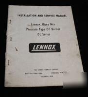 Lennox micro mix pressure type oil burner ol series