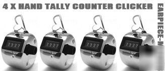 4 x hand tally 4-digit counter clicker