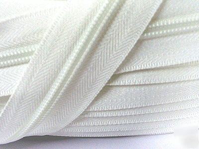 #3 nylon coil continuous zipper chain 20YD (501) white