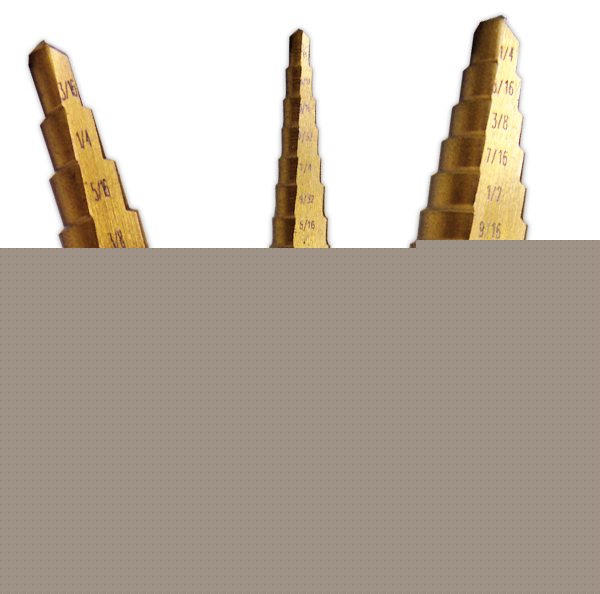 3 pc titanium coated step drill bit neiko tool set