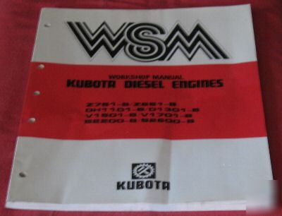 Kubota Z751-b thru S2600-b diesel workshop manual wsm