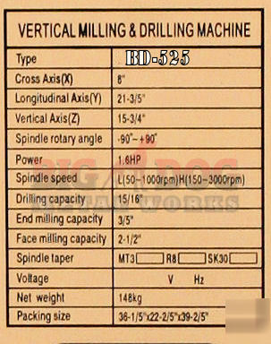 New brand benchtop vertical mill bd-XJ9525