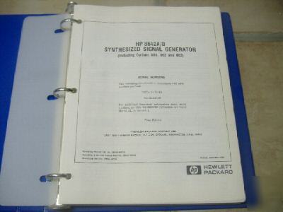 Hp 8642A / b synthesized signal generator manual