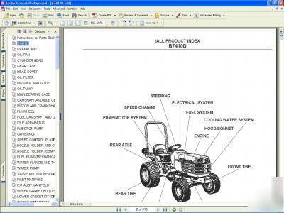 Kubota B7410D 4 x 4 tractor parts manual