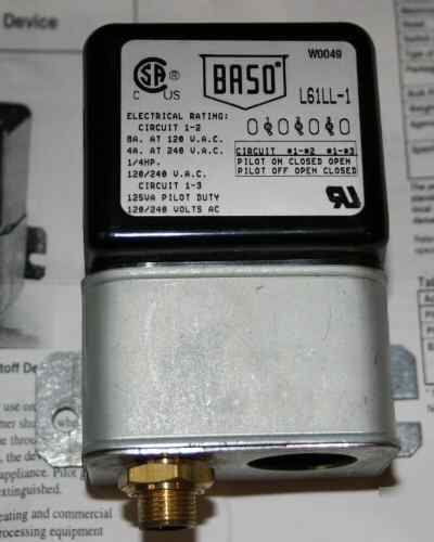 Johnson controls - baso safety gas shutoff L61LL-1C 