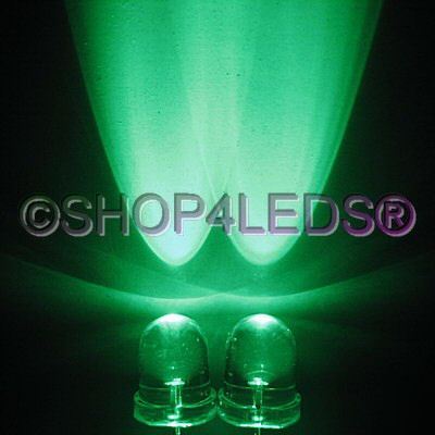 New 500 pcs 8MM wide angle 60KMCD green led f/r 40Â° 