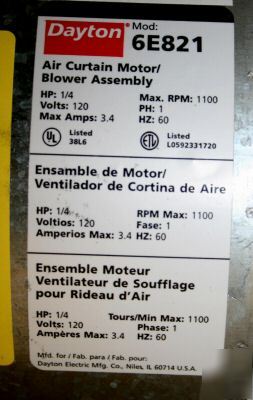 Air curtain blower assembly