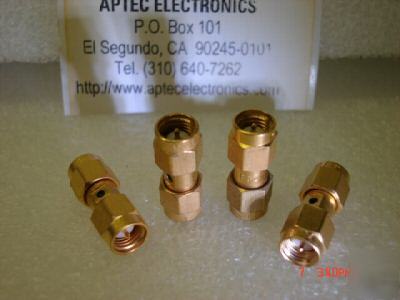 Lot of 4 sma male/male microwave connectors gold plated