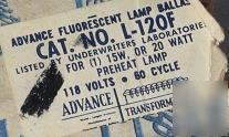 Advance fluorescent lamp ballast l-120F 