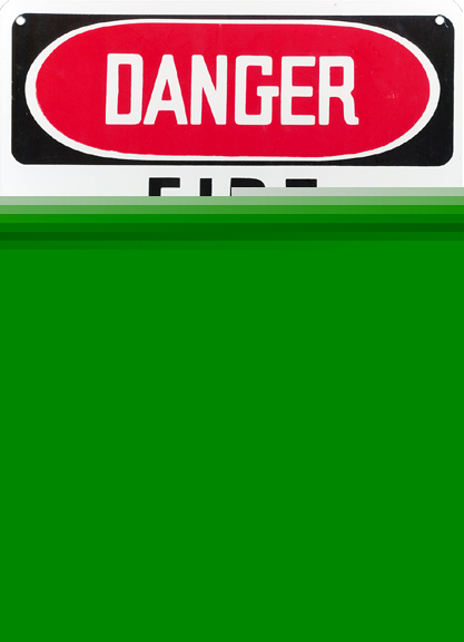 New metal danger white sign fire warning 10 x 14 sturdy 